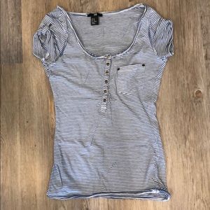 WHITE & BLUE STRIPED H&M BLOUSE